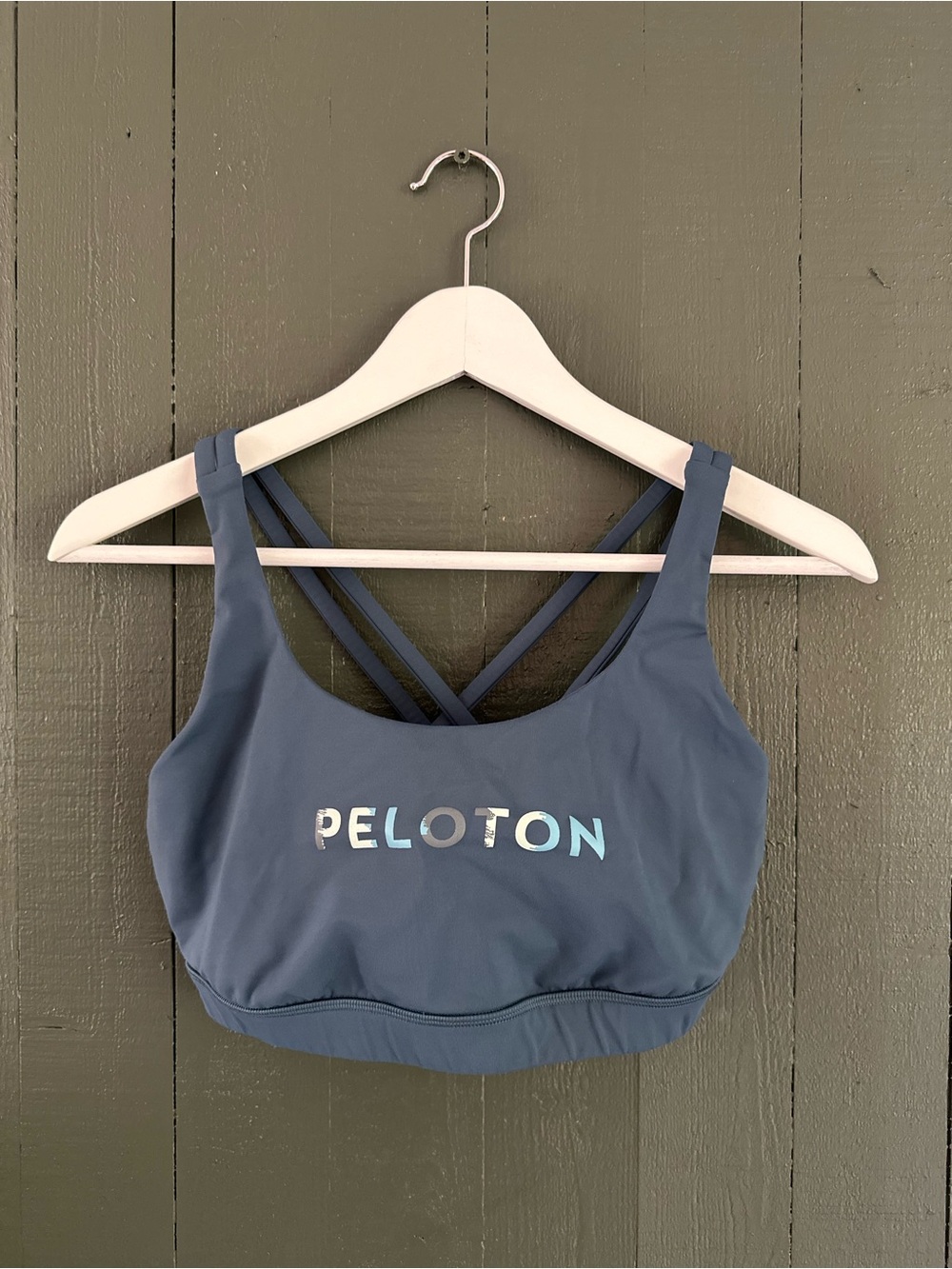 Peloton x Lululemon Blue Crisscross Back Sports Bra
